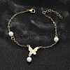 304 Stainless Steel Butterfly Link Bracelets BJEW-C098-01A-G-3