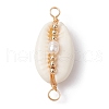Natural Shell Copper Wire Wrapped Connector Charms PALLOY-JF02316-01-1