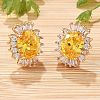 Oval Brass Micro Pave Cubic Zirconia Stud Earrings for Women EJEW-G428-27G-01-3