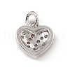 Brass Micro Pave Clear Cubic Zirconia Heart Charms ZIRC-F132-58P-2