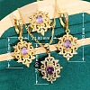 Flower Brass Pave Cubic Zirconia Pendant Necklaces & Earring & Ring & Link Bracelets Sets for Women FS-WG51B69-01-2