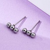 Tarnish Resistant 201 Stainless Steel Beaded Horizontal Bar Stud Earrings with 316 Stainless Steel Pin for Women X-STAS-K238-01P-3
