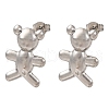 Bear Brass Stud Earrings EJEW-D322-04P-4