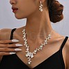 Flower Alloy Rhinestone Pendant Necklaces & Stud Dangle Earrings Sets FS-WG11FB6-02-2
