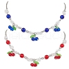 2Pcs 2 Colors Crackle Glass & Natural Quartz Crystal Fruit Bib Necklaces for Women NJEW-JN05203-2