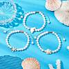 3Pcs 3 Styles Summer Shell Pearl Braided Bead Bracelets BJEW-JB10323-3