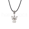 Angel Glass Sead Beaded Pendant Necklaces NJEW-MZ00094-06-2