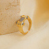 Brass Micro Pave Clear Cubic Zirconia Cuff Rings RC6141-1-2