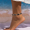 Alloy with Synthetic Turquoise Oval Link Anklets WG02A86-03-2