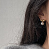 304 Stainless Steel and Glass-based Imitation Pearl Dangle Earrings for Women FS-WG0AE83-01-2