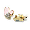 12Pcs 3 Colors Double Heart Alloy Rhinestone Brooches for Backpack Clothes JEWB-A033-01G-3