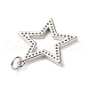 Brass Micro Pave Clear Cubic Zirconia Pendants ZIRC-P094-03P-RS-3