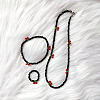 Cherry Glass Beaded Necklaces & Charm Bracelets & Rings Sets FS-WG8A581-03-1