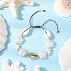 3Pcs Natural Mixed Cowrie Shell Bead Braided Bead Bracelets BJEW-JB11862-4
