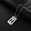 Rectangle with Letter Pattern Hollow Out 201 Stainless Steel Pendant Necklaces FS-WG34D20-11-1
