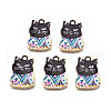 Rack Plating Alloy Enamel Pendants ENAM-T011-144B-1