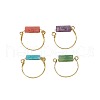 4Pcs Cuboid Alloy with Synthetic Cherry Quartz Glass & Natural Amethyst & Natural Green Aventurine Finger Rings FS-WGC9A40-01-5