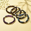 Natural Gemstone & Lava Rock & Howlite & Synthetic Hematite Round Beaded Stretch Bracelet BJEW-JB08180-2