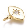 Brass Micro Pave Clear Cubic Zirconia Charms ZIRC-O035-21G-3