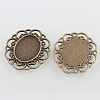 Filigree Wrap Oval Alloy Cabochon Settings PALLOY-N0088-10AB-NF-2