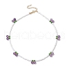 Natural Gemstone with Glass Necklace NJEW-TA00159-5