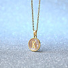 Flat Round Stainless Steel Pave Natural White Shell Initial Pendant Necklaces for Women FS-WG6FA45-11-1