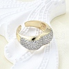 Brass Micro Pave Clear Cubic Zirconia Cuff Rings for Women RJEW-G347-12GP-3