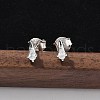 925 Sterling Silver Clear Cubic Zirconia Stud Earrings EJEW-Q032-01F-P-1