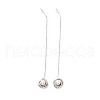 Long Chain with Plastic Pearl Dangle Stud Earrings EJEW-A067-05P-4