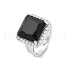 Brass Micro Pave Clear Cubic Zirconia Cuff Rings for Women RJEW-A062-04P-2