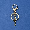 304 Stainless Steel Initial Letter Key Charm Keychains KEYC-YW00004-12-2