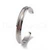 Non-Tarnish 304 Stainless Steel Grooved Open Cuff Bangle for Women BJEW-P294-01P-3