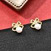 925 Sterling Silver Clear Cubic Zirconia Bowknot Stud Earring EJEW-L300-11G-1