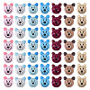 Globleland 70Pcs 7 Colors Natural Wood Printed Beads WOOD-GL0001-09-1