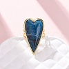 Heart Natural Apatite Finger Rings RJEW-M076-03G-07-5