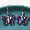 Natural Amethyst Brass Dangle Earrings EJEW-M081-01P-05-4