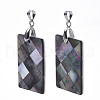 Single-Sided Natural Black Lip Shell and White Shell Pendants SSHEL-N034-32B-3