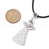 Seed Beads Loom Angel Pendant Necklaces NJEW-MZ00061-04-3
