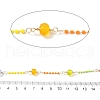 Brass Hexagonal Column Glass Seaded Beaded & Resin Round Beaded Link Chains CHC-G026-01C-2