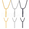 ANATTASOUL 6Pcs 6 Style Stainless Steel Rectangle & Twist Pendant Necklaces Set with Zinc Alloy Chains NJEW-AN0001-84-1