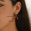 Brass Enamel Dangle Stud Earrings XF3757-3-2