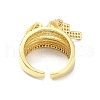 Rack Plating Brass Micro Pave Cubic Zirconia Open Cuff Rings RJEW-C076-08B-G-3