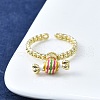 Brass Enamel Open Cuff Rings for Women RJEW-F179-08G-01-4