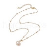 Round Natural Freshwater Pearl Copper Wire Wrapped Pendant Necklaces NJEW-JN04947-03-4