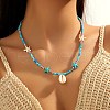 Summer Beach Natural Shell Pendant Glass Seed Beaded Necklaces for Women FS-WGEF253-01-1