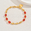 Classic Elegant Brass & Glass Oval Beads Link Bracelets for Women EL5843-4