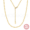 925 Sterling Silver Paperclip Chain Necklaces for Women NJEW-H048-04G-3
