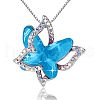 Butterfly Brass Pave Glass Birth Stone Pendant Necklaces FS-WG3BB0A-01-2