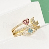 Brass Micro Pave Cubic Zirconia Finger Rings for Women RJEW-C129-05G-3