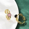 316 Stainless Steel with Natural Mixed Gemstone Cuff Rings RJEW-Z098-01G-04-3